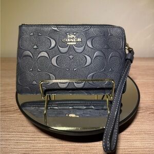 Coach Black Embossed Wristlet